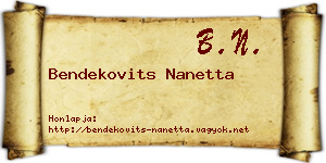Bendekovits Nanetta névjegykártya